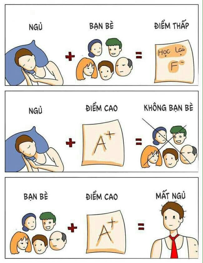 Ảnh truyện vui về ngủ, bạn bè và điểm số